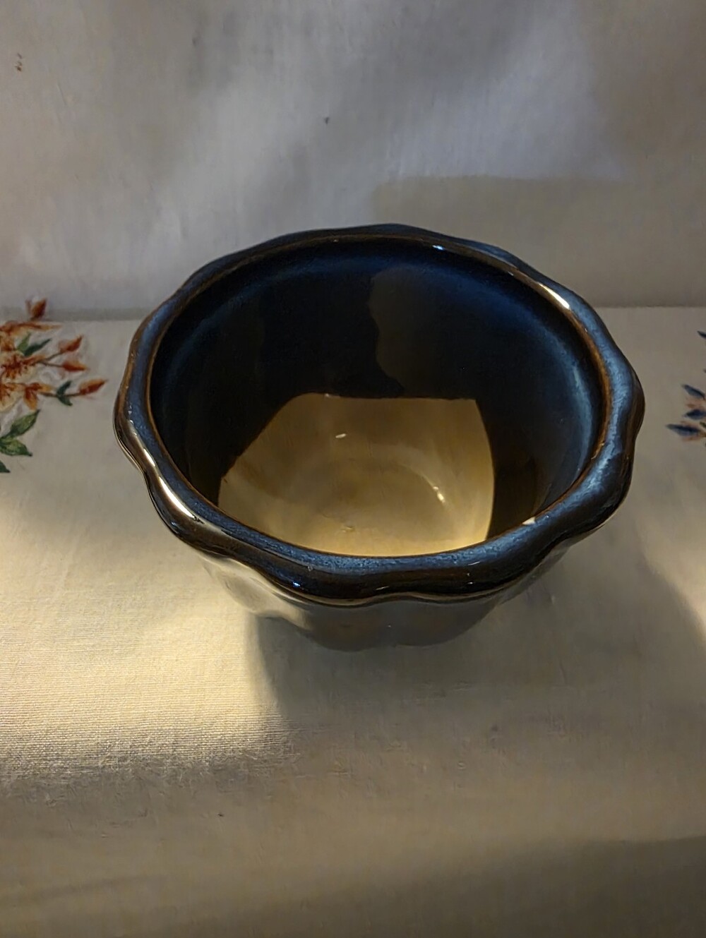 Small Unmarked Blue Glazed Art Pottery Bowl For Plants Or Succulents